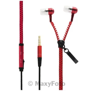 MAXY AURICOLARE STEREO SUPER BASS ZIPPER CUFFIE IN-EAR CON MICROFONO RED 78B318A - Foto 1 di 7