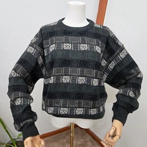Jantzen Mens Vtg 90s Grandpa Knit Sweater M Oversized Geometric Academia Grunge - Picture 1 of 10