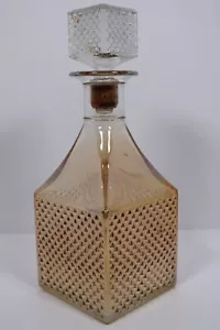 JARRA DE LICOR de vidrio de carnaval caléndula Old Forester Diamond Hobnail con tapón - Imagen 1 de 12