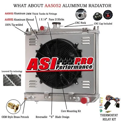 3 Row Aluminum Radiator+Shroud Fan For 1987-1991 Dodge Dakota 2.2L, 2.5L 3.9L L4 - Image 1 of 4
