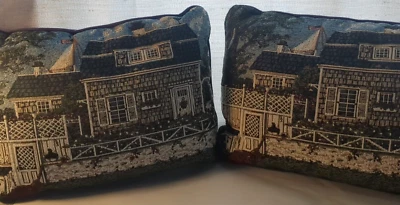 Throw Pillow Nautical Sailboat Maritime Cottage Needlepoint Embroidered  - Image 1 of 4