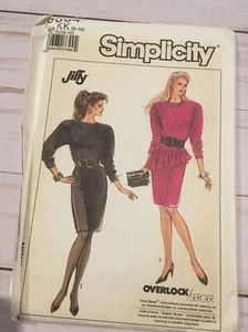 UC 8864 Vintage 80s Dress Asymmetrical Peplum Sewing Pattern 8 10 12 14 - Picture 1 of 2