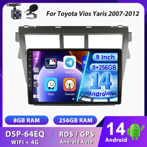 Estéreo de auto de 8 GB+256 GB para Toyota Vios Yaris 2007-2012 Android 14 juego de auto DSP GPS - Imagen 1 de 18
