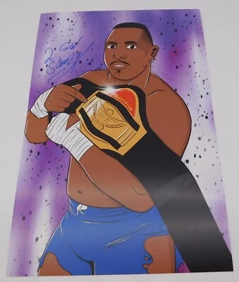 2 póster artístico fotográfico firmado por Cold Scorpio 11x17 dibujo luchador ECW WWE Foto 1 de 4