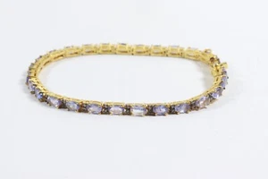 Natural Tanzanite Pave Diamond 925 Sterling Sliver Wedding Gift Bracelet - Picture 1 of 16
