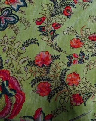 Indian Floral Velvet Upholstery Fabric Sewing Running Fabric Cactus By The Yard - Image 1 of 4