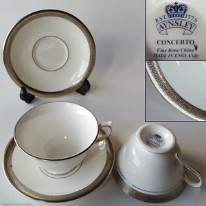 2 sets Aynsley Bone China Made in England 'Concerto' York Cups & Saucers w/Tags - Picture 1 of 12
