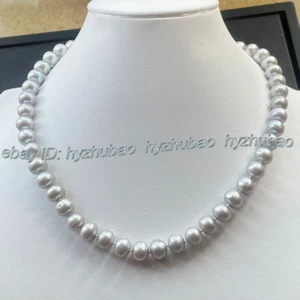 Elegant 9.5-10mm Natural Gray Akoya Cultured Pearl Beads Knot Necklace 14"18-28" - Picture 1 of 13