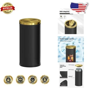 Large Capacity 8GAL Gold Stainless Steel Swing-Lid Trash Can for Heavy Use - Picture 1 of 9