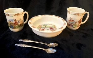 Vtg. Bunnykins 5 Piece Bowl/Cups & Spoons...Bone China & Earthenware..MUST SEE! - Picture 1 of 9
