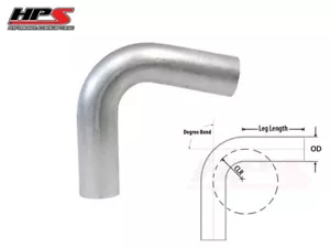 HPS 4.5" 114mm OD 110 Degree Bend 6061 Aluminum Elbow Tube Pipe 15 Gauge 6" CLR - Imagen 1 de 1