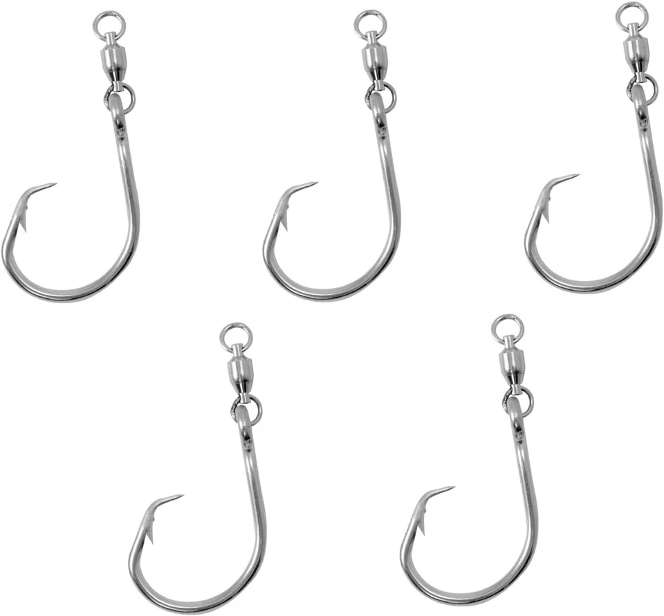 Ami Pesca Tonno Con Girella Punta Ricurva Circolare Ami Mare Traina Drifting 5/0 - Immagine 1 di 2