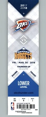 Denver Nuggets vs Oklahoma City Thunder 5/30/2018 Full Ticket  - Image 1 of 2