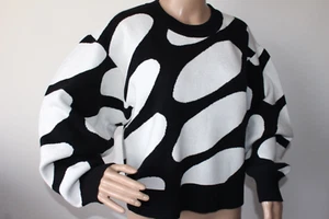 Marimekko Pullover schwarz-weiß kultiger Druck Baumwolle Alpaka Mischung Gr. M - Bild 1 von 12