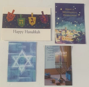 Lot of 32 Hanukkah Random Greeting Cards Shalom Menorah Jerusalem 4 Designs Size - Picture 1 of 13