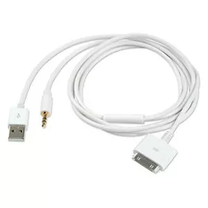 Dock to 3.5mm car Audio in AUX and USB Data Charger Cable iPod iPhone iPad - Picture 1 of 3