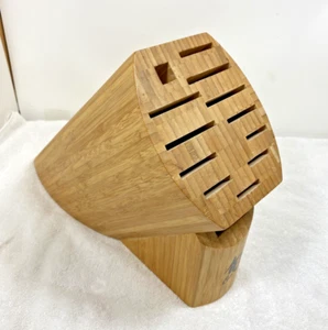 Shun Bamboo Wood Angled Knife Block 13 Slot Kitchen Knife Holder - Block Only - Picture 1 of 6