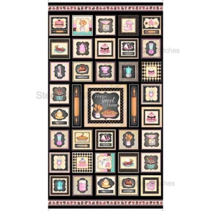 Kitchen Coffee Bake Cook Cake Desert Cotton Fabric QT Home Sweet Home 24" Panel - Picture 1 of 1