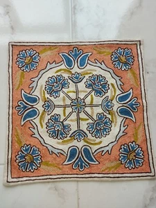 Silk Embroidered Pillow, Flowers Pattern Pillow Cushion, Zippered Decor Pillow - Picture 1 of 11
