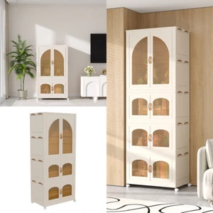 Stackable Foldable Closet Cabinet with Door Cabinet Wardrobe Storage Boxes Wheel - Picture 1 of 33