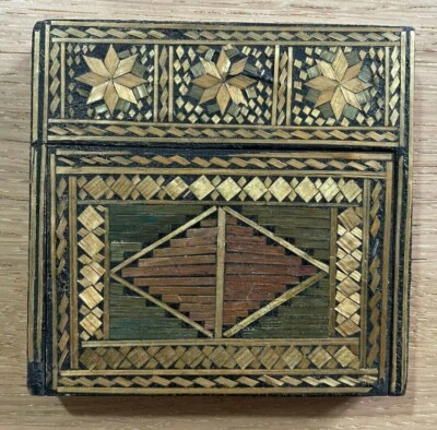 Porta sigarette in legno con rivestimento di paglia scatola cofanetto - Immagine 1 di 3