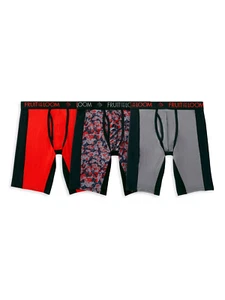 Calzoncillos boxer Fruit of the Loom transpirables ultra flexibles de pierna larga para hombre, paquete de 3 - Imagen 1 de 16