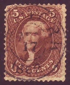 #75 Var. - DARK RED BROWN with 1862 DATED sotn NY Cancel - SUB-SHADE RARITY !! - Picture 1 of 2