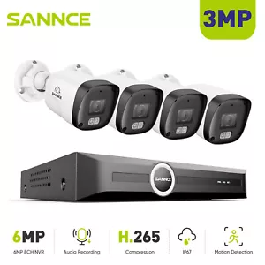 SANNCE 8CH 6MP NVR 3MP Audio POE Security Camera System Outdoor IP Network CCTV - Picture 1 of 17