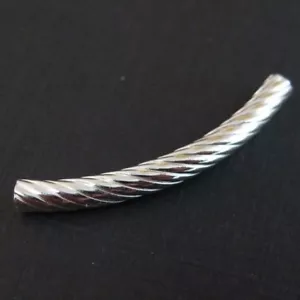 Sterlingsilber Strukturierter Riegel, gebogenes Rohr Anhänger Zwischenring - 35 mm - Silberbarren - Bild 1 von 2