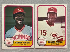 (2) Carte Baseball 1981 Fleer GEORGE FOSTER "Slugger Photo" Errore e Corrette #216 - Foto 1 di 2