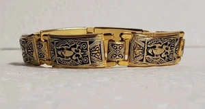 Vintage Glieder Panel Damaszener ARMBAND mit Adlern ~ ausgefallenes Motiv - Bild 1 von 7