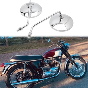 Pair Motorcyle Chrome Rear Mirrors 8mm/10mm For Triumph Bonneville 650 750 790 - Foto 1 di 13