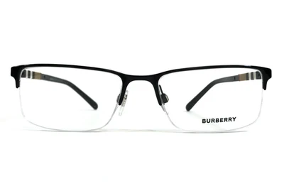Burberry Eyeglasses Frames B1282 1001 Shiny Black Rectangle Half Rim 55-18-145 - Image 1 of 4