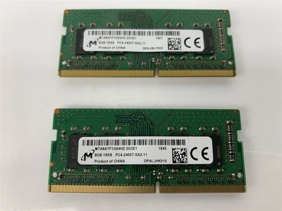 Lot of 2 - Micron 8GB 1RX8 PC4-2400T-SA2-11 MTA8ATF1G64HZ-2G3E1 Laptop RAM - Image 1 of 2
