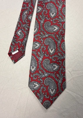 Corbata ajustada de seda GANT roja plateada patrón cachemir 3,25 x 56" Foto 1 de 4