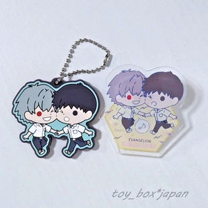 Evangelion Shinji Ikari & Kaworu Nagisa Rubber Mascot Keychain Badge EVA PILOTS - Picture 1 of 3