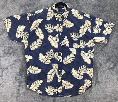 Camisa Chaps Ralph Lauren Para Hombres XL Estampado de Hojas Hawaiana Abotonada Informal Verano Foto 1 de 4