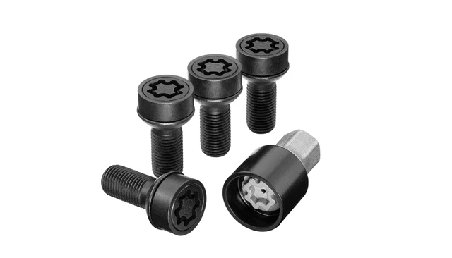 正品梅赛德斯-奔驰轮辋锁套装 - M14 X 1.5 X 45 - 黑色 001-990-17-07 — 第 1/1 张图片