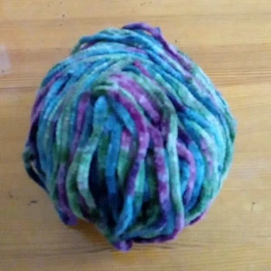 3 oz Skein Lion Brand Yarn Chenille Thick & Quick Prints Green Purple Blue - Picture 1 of 2