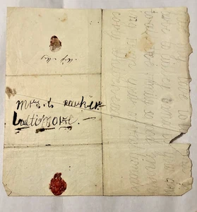 1849 Child’s Handwritten Letter w/ Wax Seal – Early American Baltimore Cover - Picture 1 of 11
