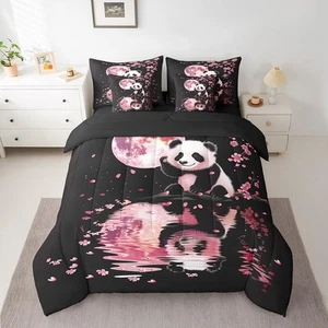 Feelyou Cute Panda Comforter Set with Sheets,Japanese Cherry Blossom Panda 7 ... - Picture 1 of 6