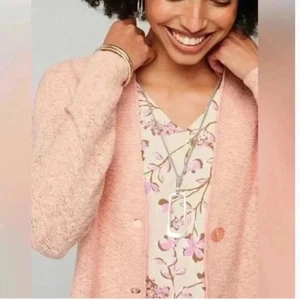 Neu mit Etikett J. Jill rosa Makaro strukturierte Knopfleiste Strickjacke L - Bild 1 von 16