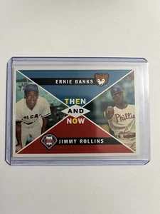 2009 Topps Heritage High Number Then & Now Ernie Banks & Jimmy Rollins - Picture 1 of 2