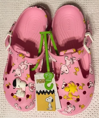 CROCS X PEANUTS PINK MARY JANE CLOG Snoopy Woodstock WOMENS SZ 9 MENS 7 NWT - Image 1 of 4