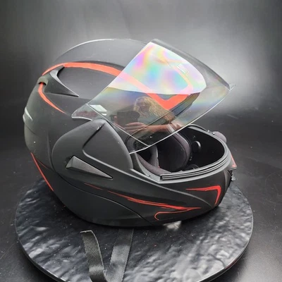 Virtue MD808 Modular Motorcycle Helmet Full Face Matte Black BT-12 Bluetooth - Image 1 of 4