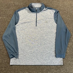 Adidas Golf Activewear Jacket 2XL Gray Blue Double Pique 1/4 Zip Pullover - Picture 1 of 11