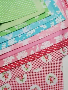 Tanya Whelan Fabric Janey 10 FAT QUARTER SET Rose Shabby Chic Floral Quilt OOP - Picture 1 of 2