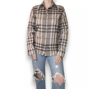 BURBERRY London Grey Silver Sparkle Novacheck Button Down Shirt - Picture 1 of 9