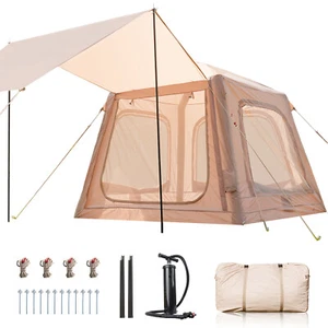 NAIZEA Inflatable Tents With Awning Blow Up Tent Pump for 2-4 Person 7.5ftX7.5ft - Picture 1 of 10