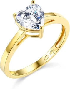 1.25 Ct Heart Cut Solitaire Engagement Wedding Ring Solid 14K Yellow Gold - Picture 1 of 3